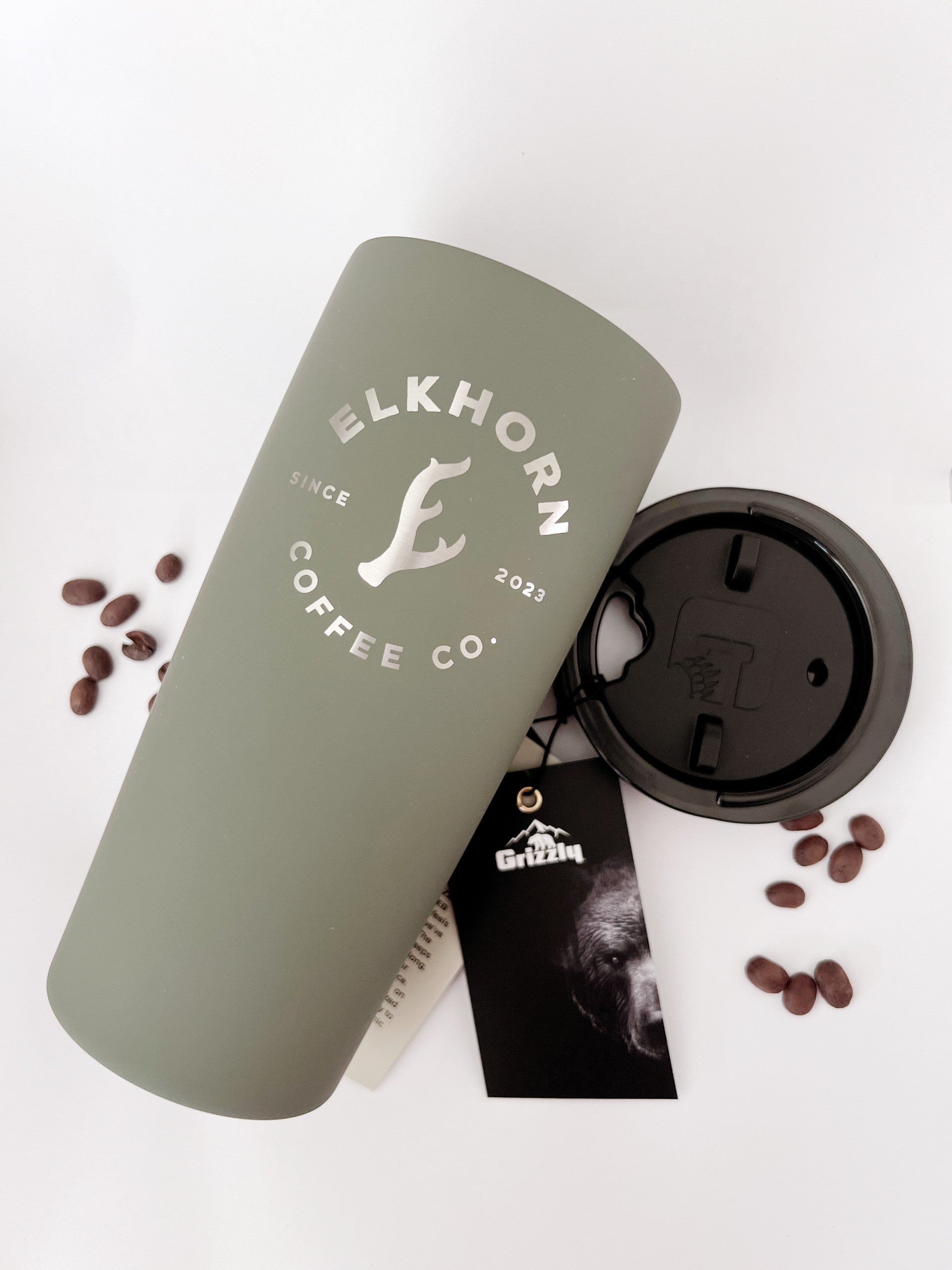 Elkhorn Coffee Grizzly Tumbler Green